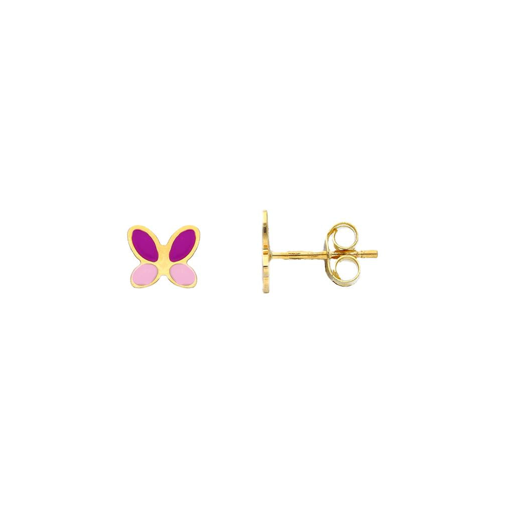 Boucles d'oreilles bébé en or jaune 18K papillon