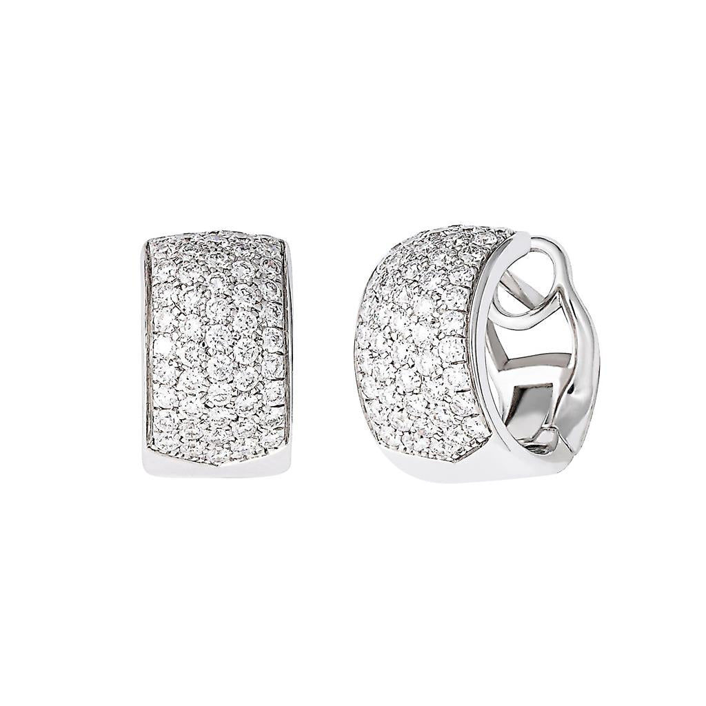 18K white gold diamond hoop earrings
