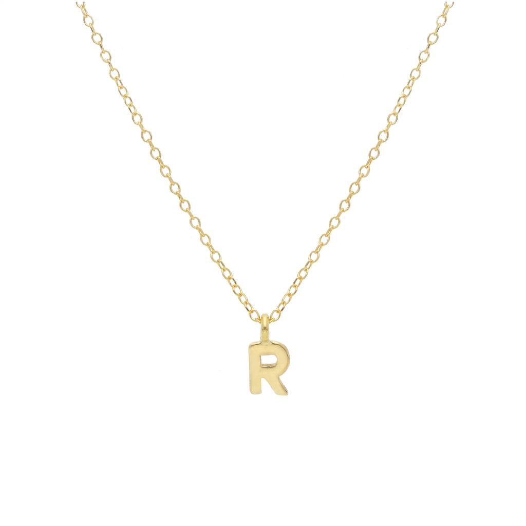 Collier en or jaune 18K lettre R