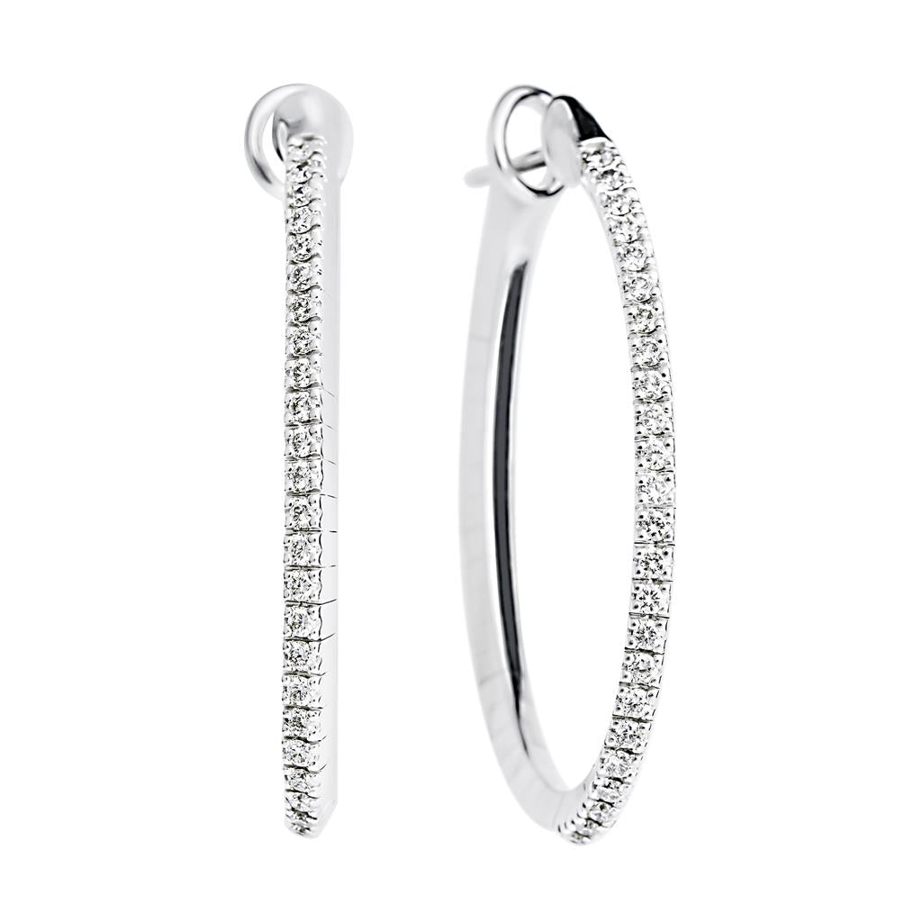 18K white gold diamond hoop earrings