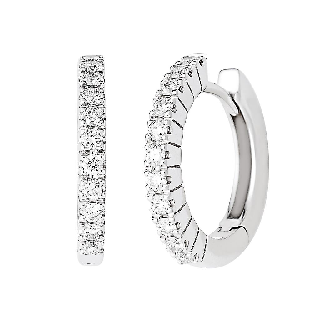 18K white gold diamond hoop earrings