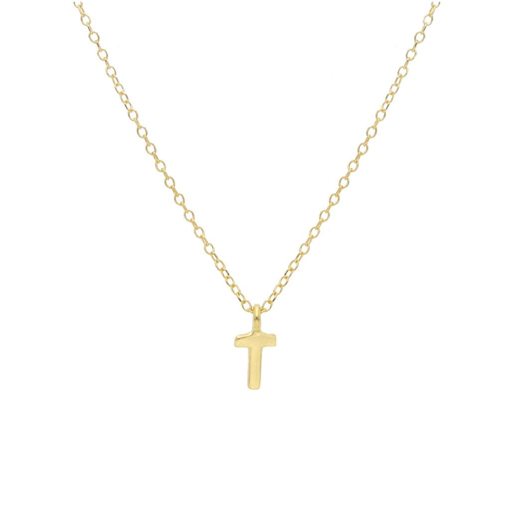 Collier en or jaune 18K lettre T