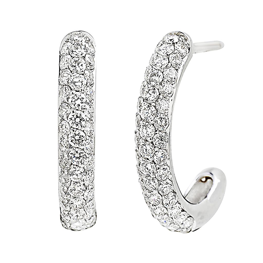 Boucles d'oreilles anneaux en diamants or blanc 18K