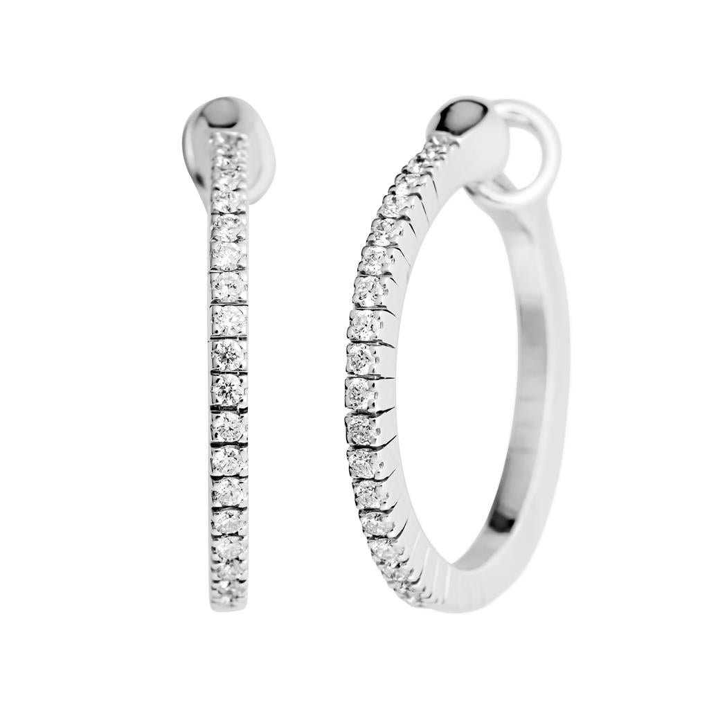 18K white gold diamond hoop earrings