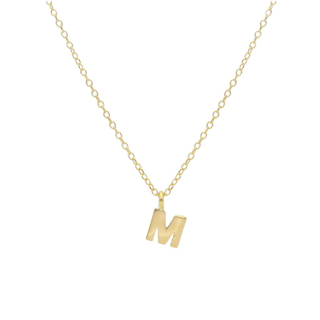 Collier en or jaune 18K lettre M