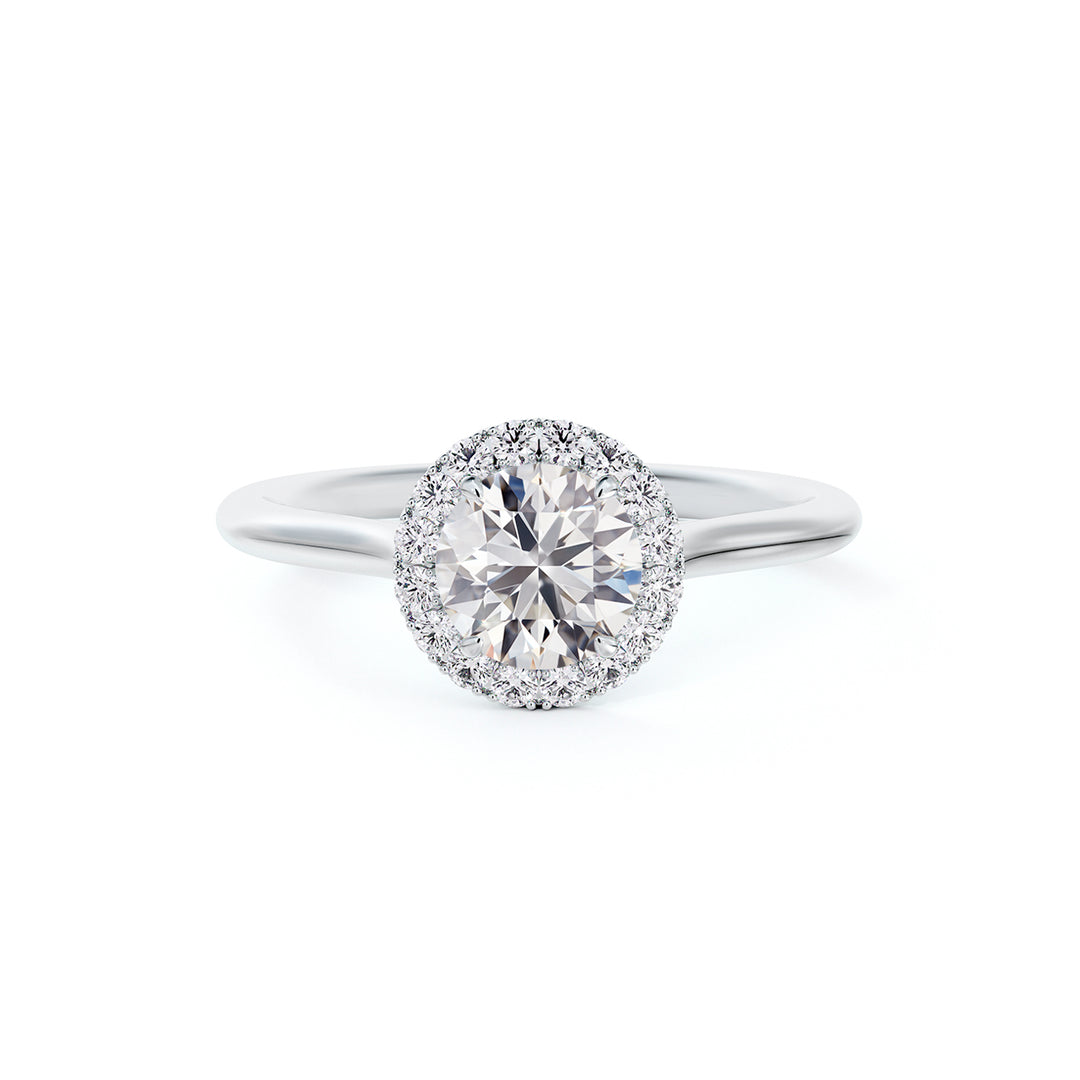 A stunning round brilliant cut diamond engagement ring, showcasing exceptional sparkle and elegance in a classic setting.