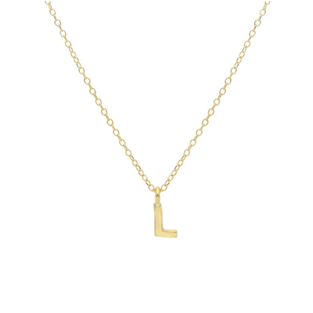 Collier en or jaune 18K lettre L