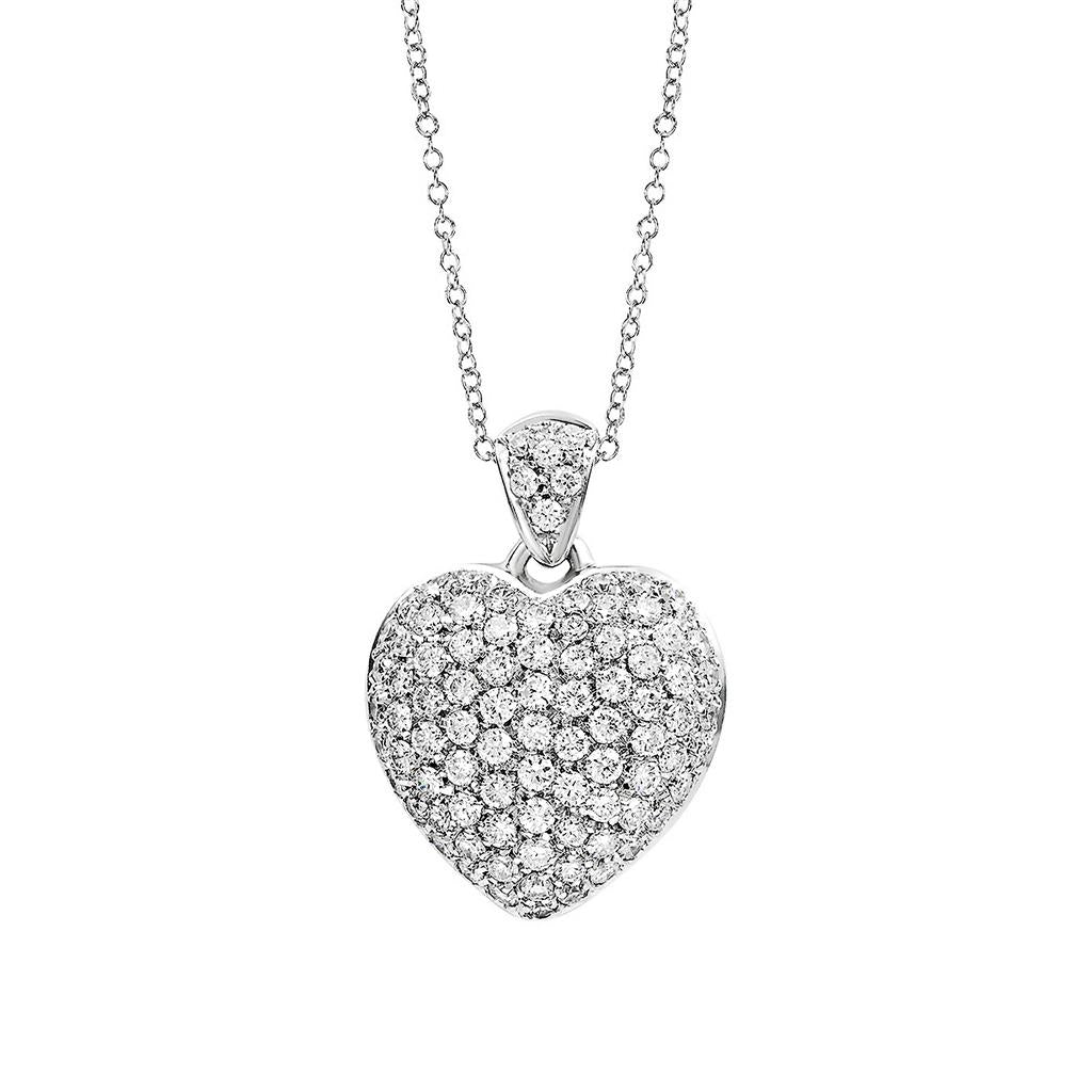 Collier cœur diamants en or blanc 18K