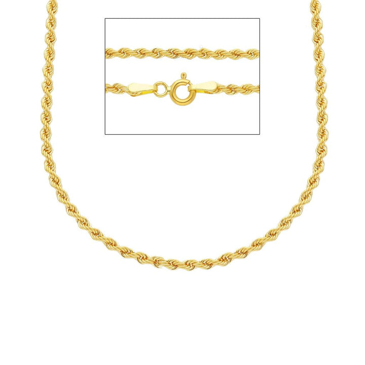 18K Yellow Gold Rope Style Chain 2mm