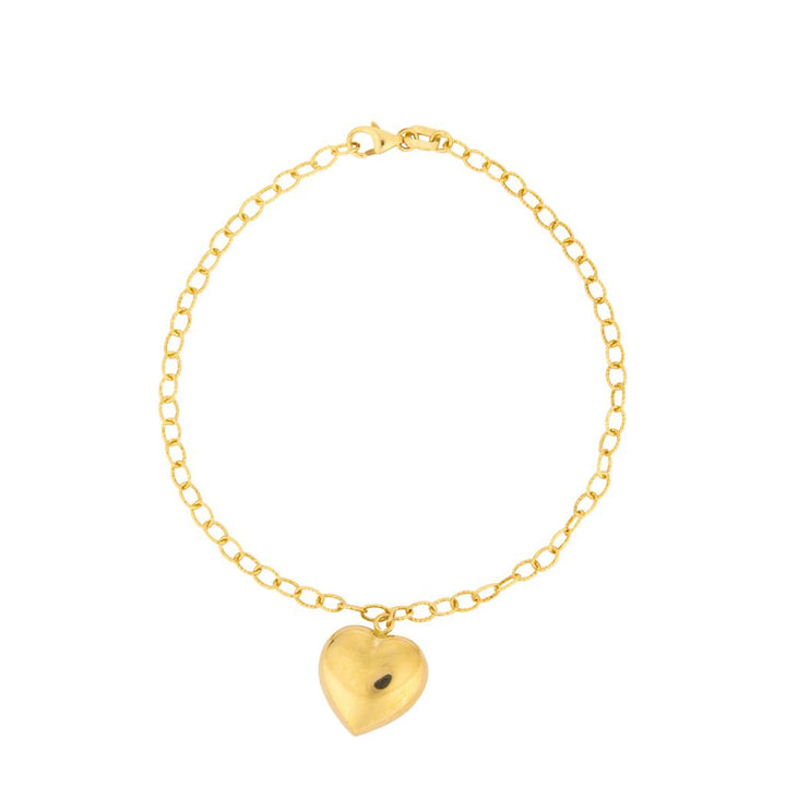 Bracelet en or jaune 18K style Fantaisie avec un pendentif coeur