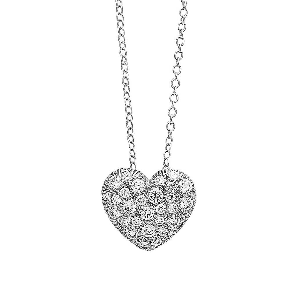 Collier coeur diamants en or blanc 18K de 0.54ctw