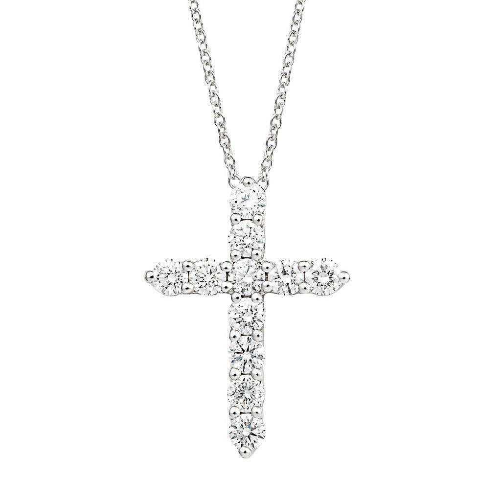Collier croix diamants en or blanc 18K de 0.80ctw