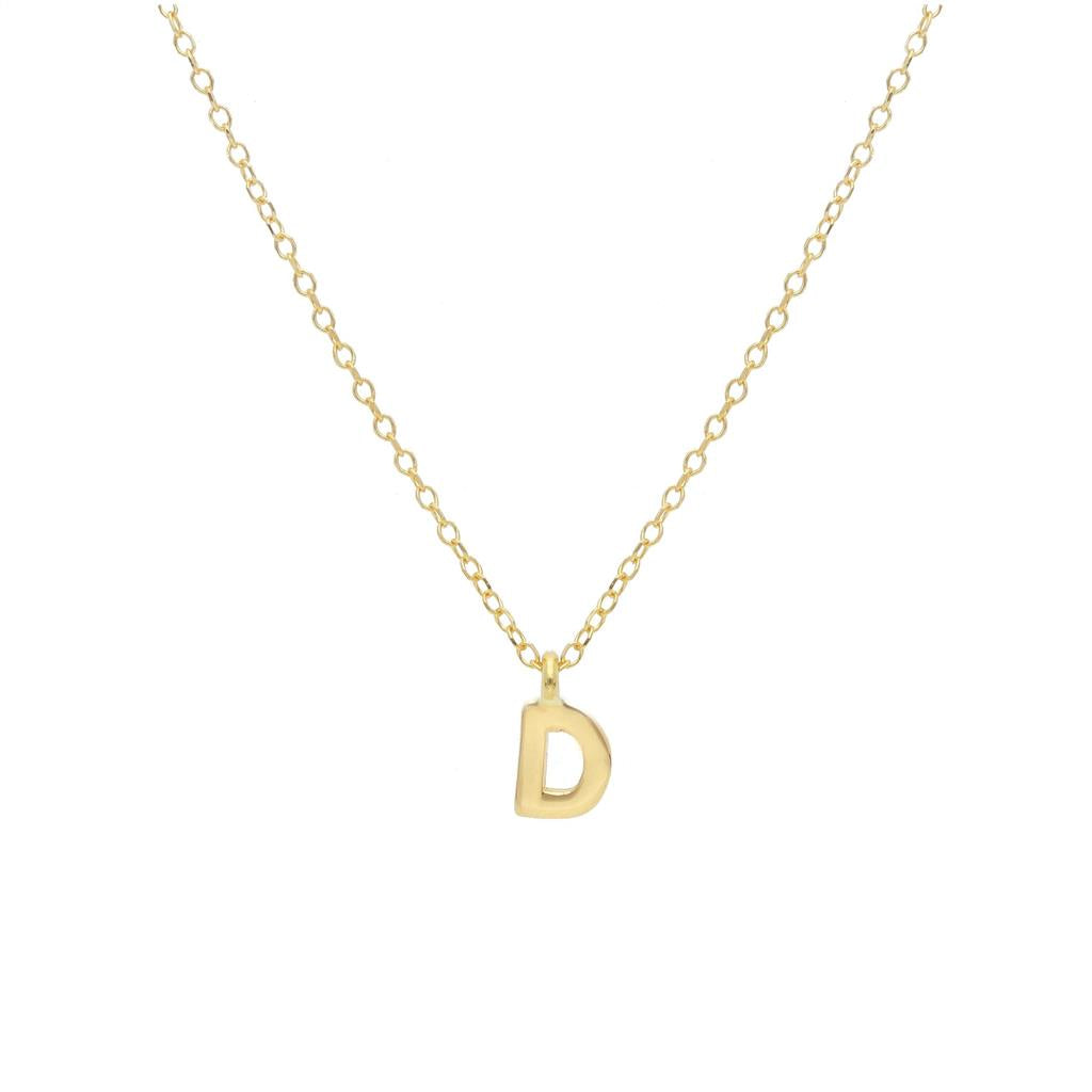 Collier en or jaune 18K lettre D