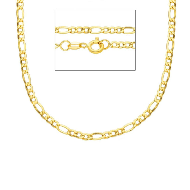 18K yellow gold chain Figaro style 3mm