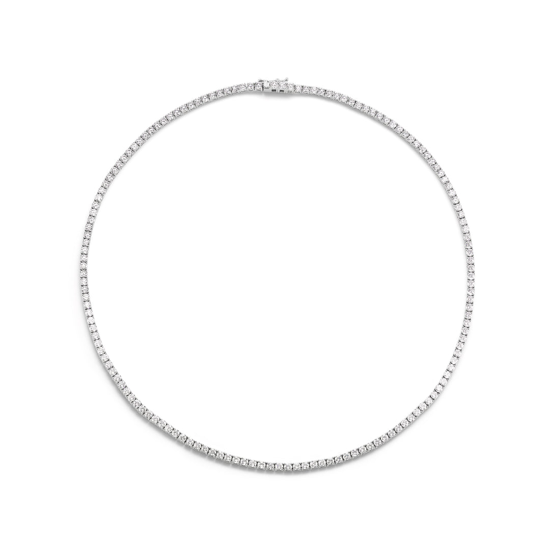Collier à diamants style rivière en or blanc 18k de 7.04 ct