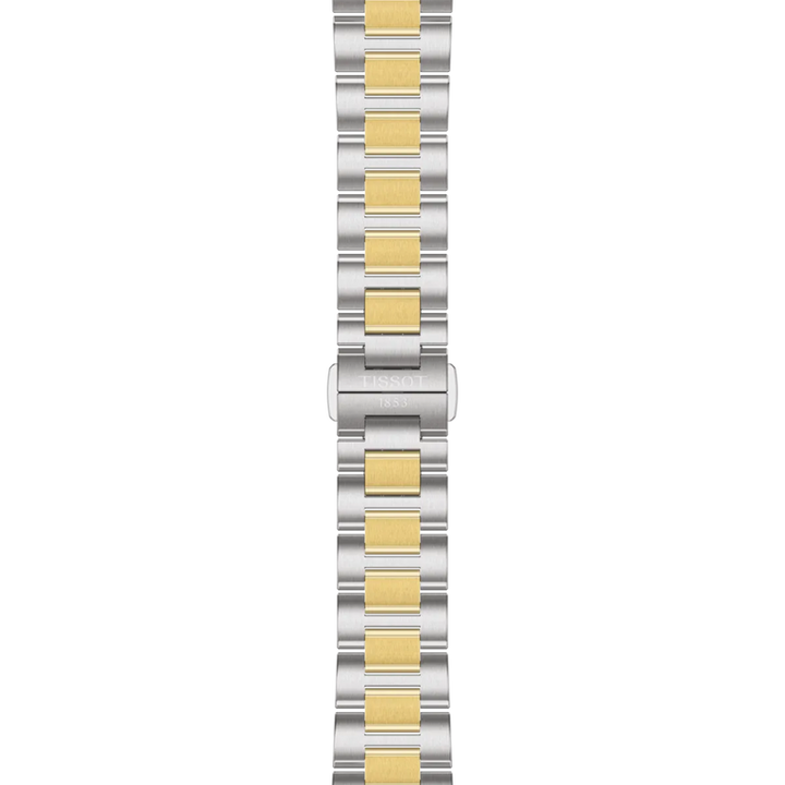Tissot PRC 100 Solar quartz solar watch in two-tone stainless steel with yellow gold PVD coating, 34 mm T151.822.22.031.00