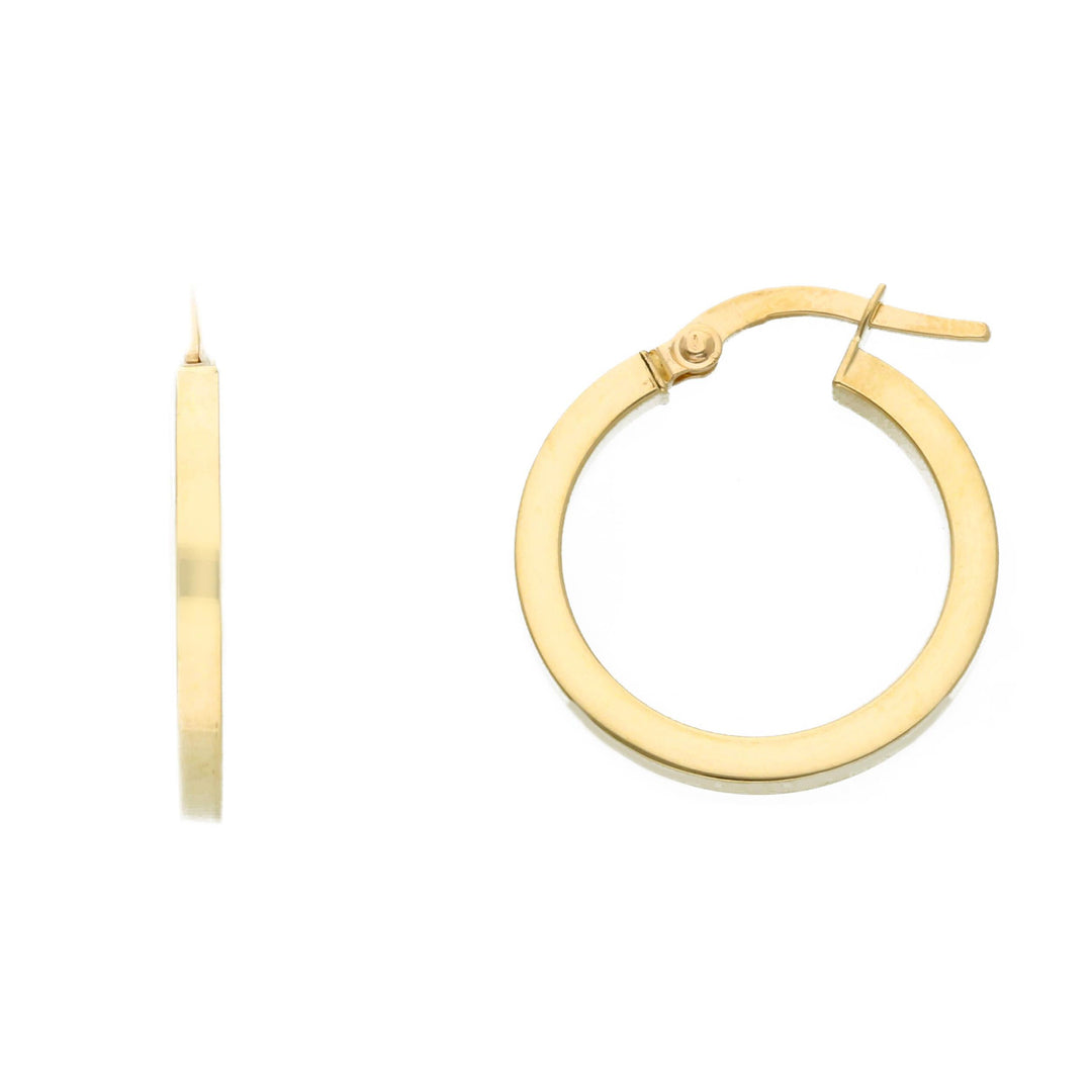 18k yellow gold hoop earrings, 15 mm