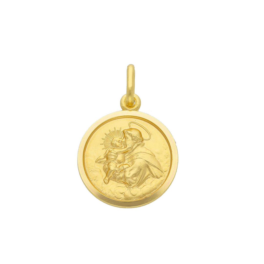 Pendentif Saint Antoine religieux en or jaune 18K de 16 mm