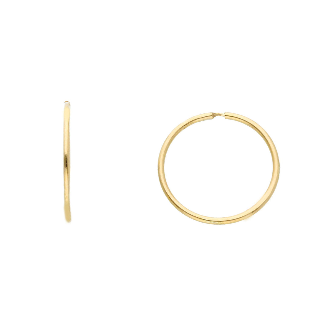Boucles d'oreilles en or jaune 18k style anneau de 15mm