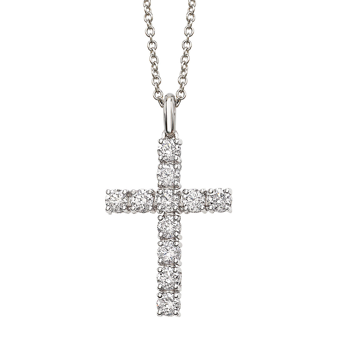 Diamond cross necklace in 18K white gold of 0.50ctw