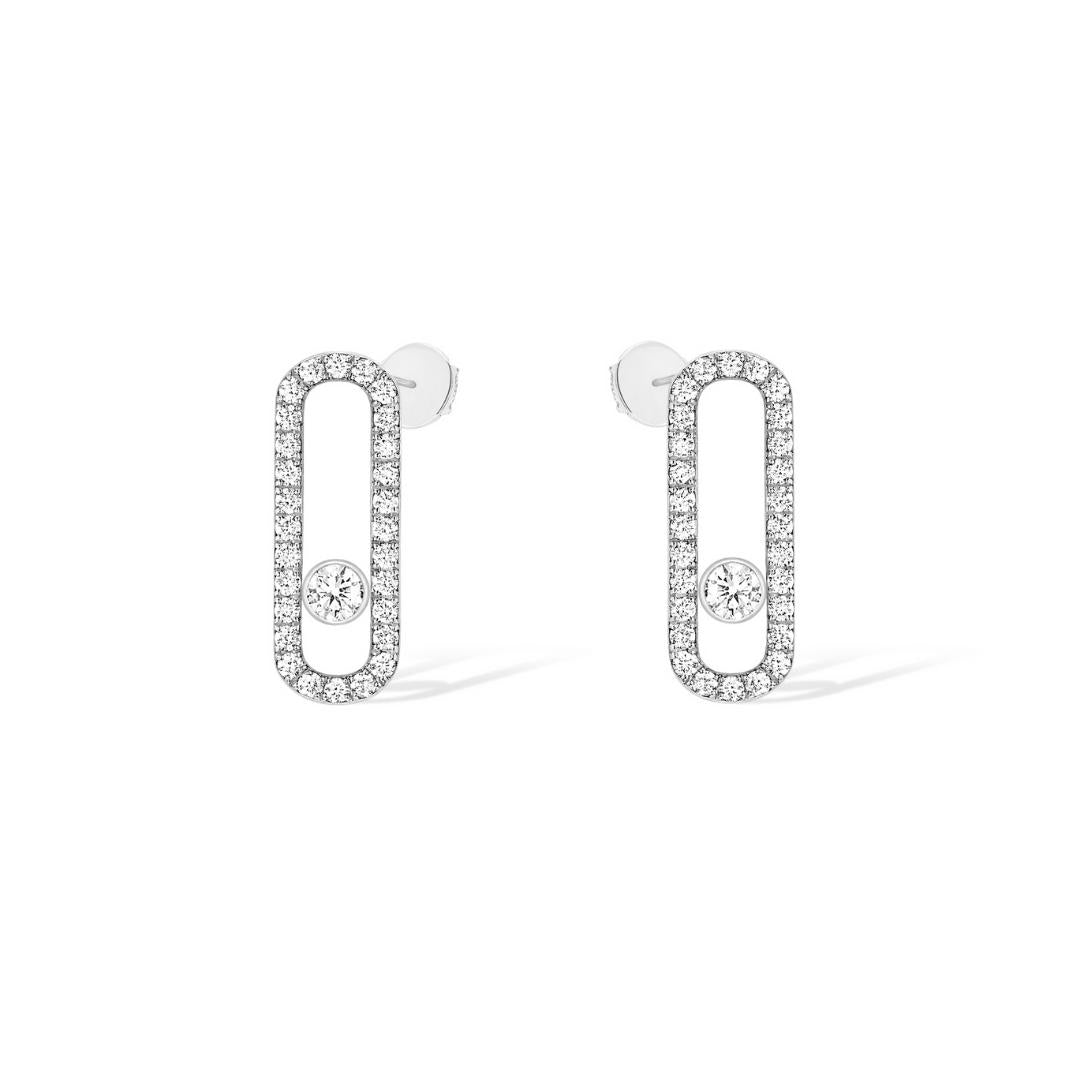 Boucles d'oreilles Messika Move Uno Pavées en or blanc 18k et diamants 12183-WG