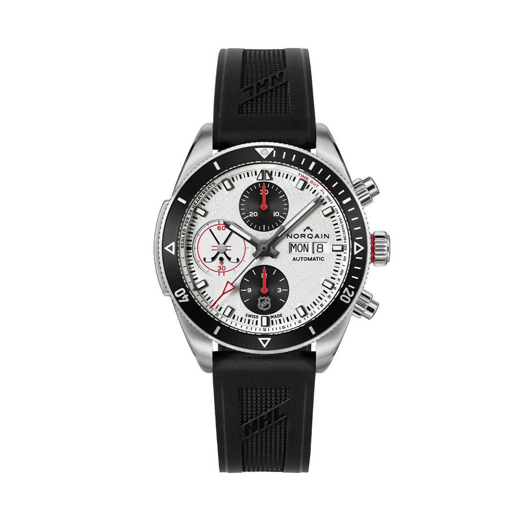 NORQAIN Adventure Chrono NHL Limited Edition automatic stainless steel watch with 41 mm rubber strap