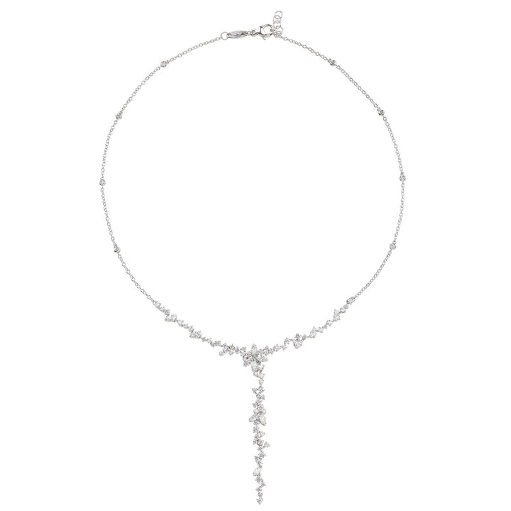 Collier à diamants style lariat en or blanc 18k de 3.44 ct