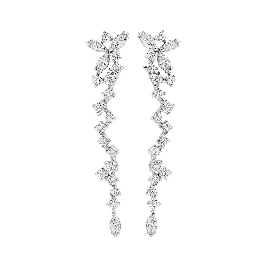 Boucles d'oreilles pendantes à diamants en or blanc 18k de 2.15 ct