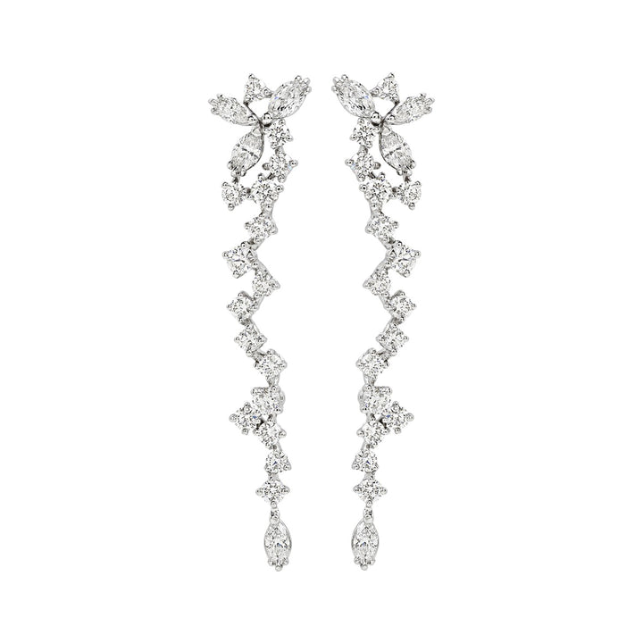 Boucles d'oreilles pendantes à diamants en or blanc 18k de 2.15 ct