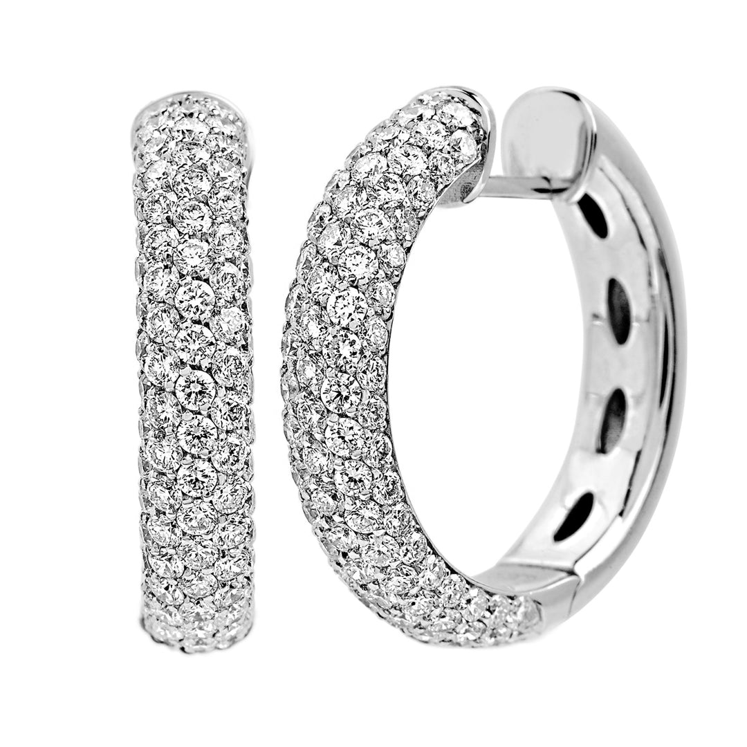 18K white gold diamond hoop earrings
