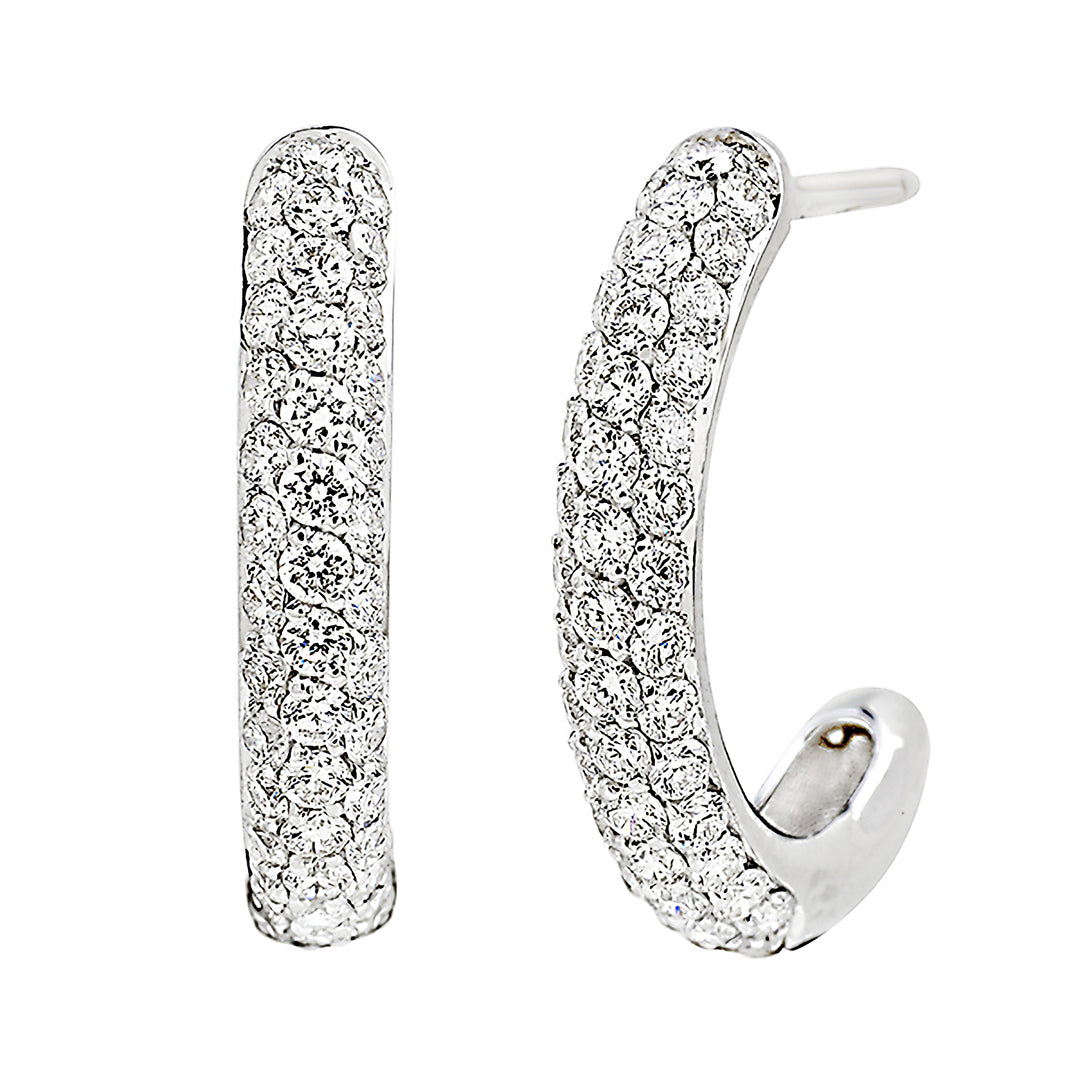 18K white gold diamond hoop earrings