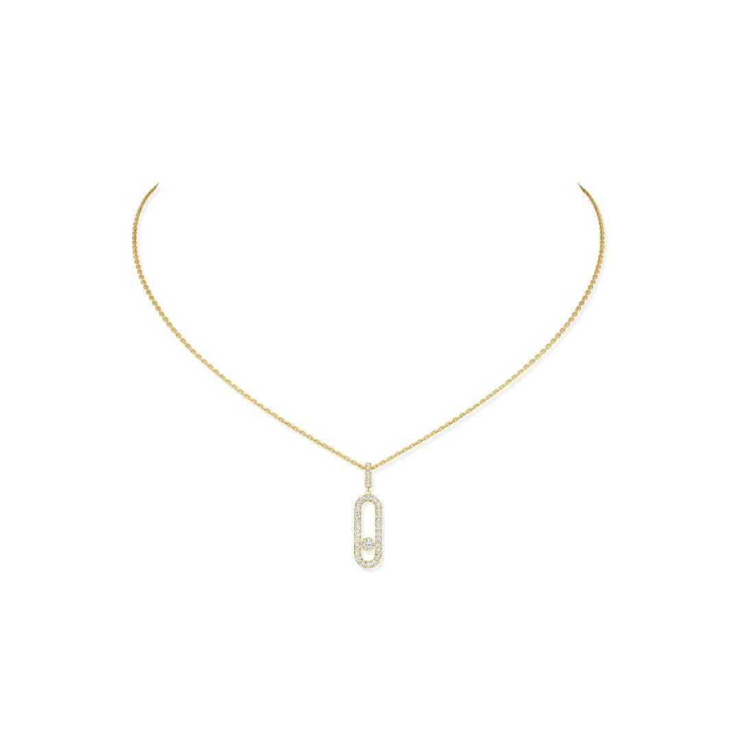 Collier Messika Move Uno GM Pavé en or jaune 18k et diamants 12058-YG
