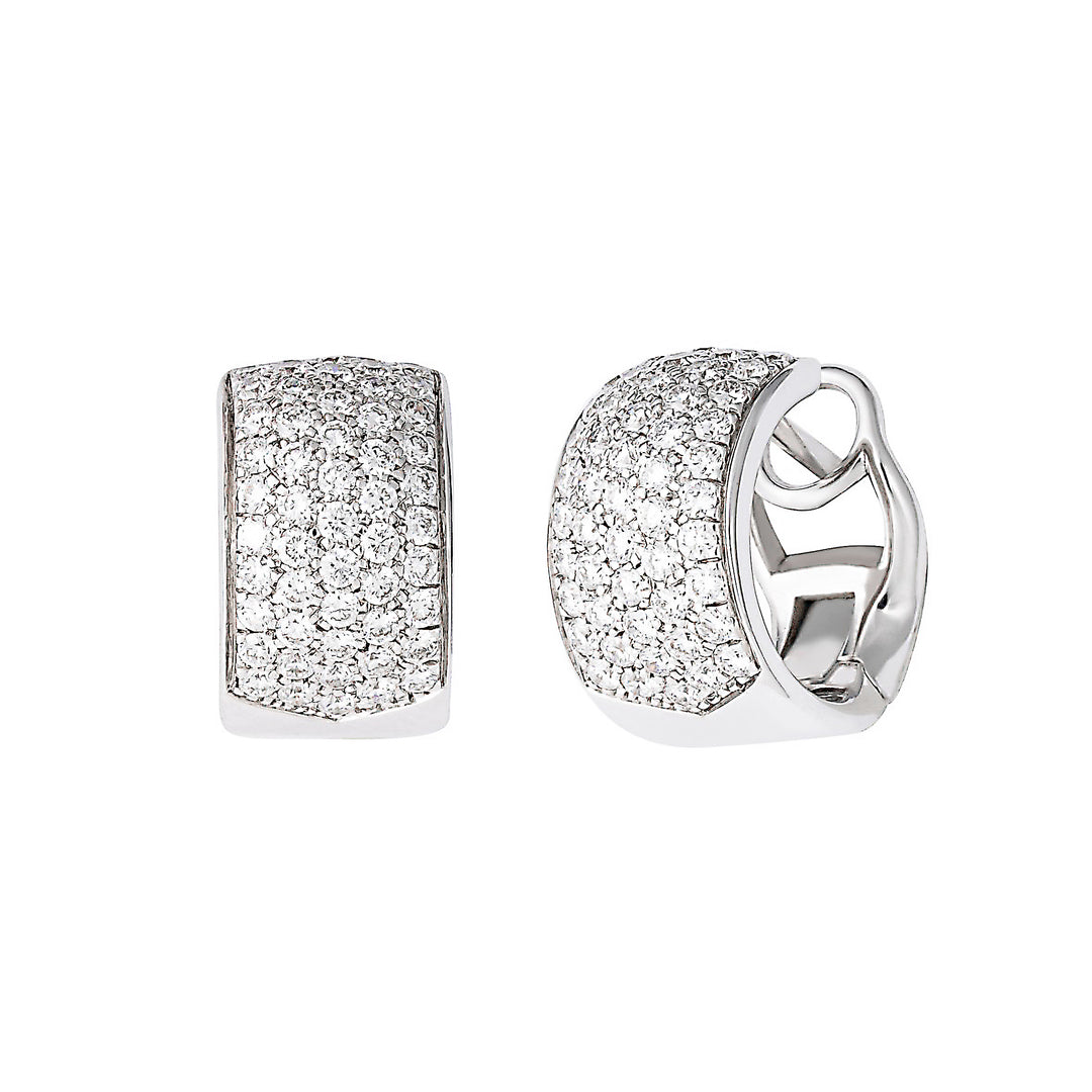 18K white gold diamond hoop earrings