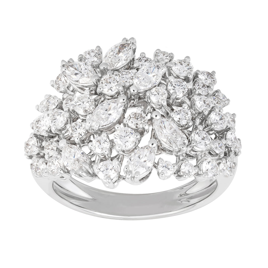 Bague style cocktail en or blanc 18k sertie de diamants de 1.81 ct