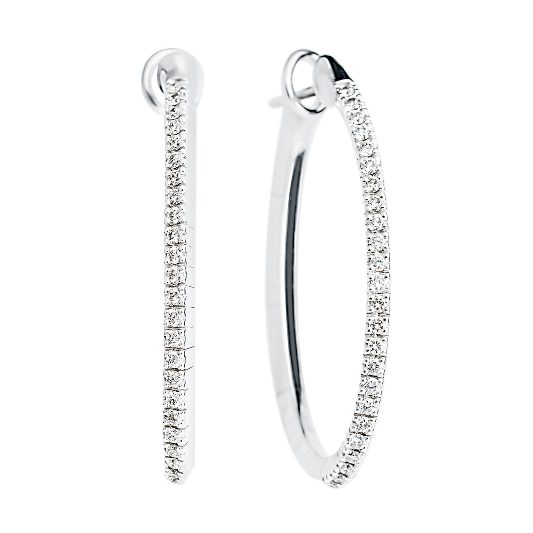 Boucles d'oreilles anneaux en diamants or blanc 18K