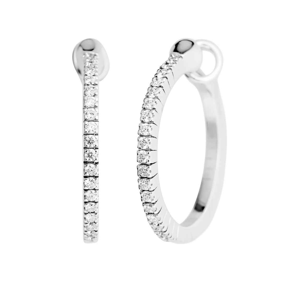 18K white gold diamond hoop earrings