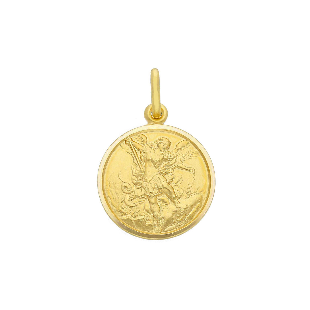 16 mm 18K yellow gold religious Saint Michael pendant