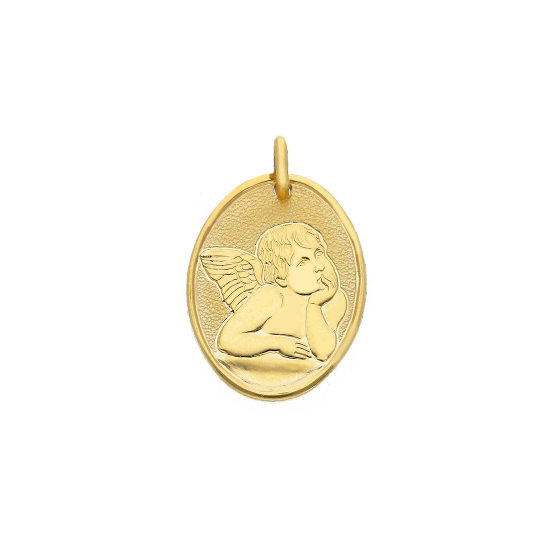 18k yellow gold angel religious pendant