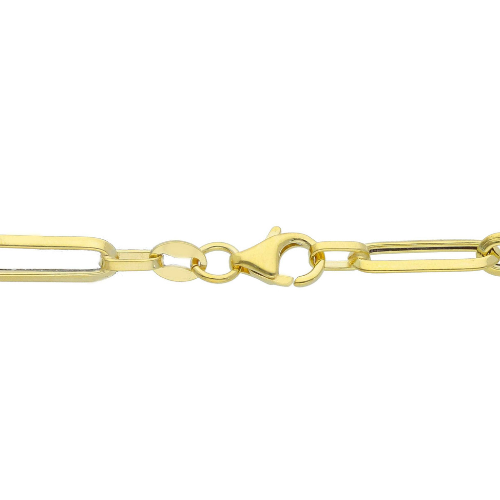Chaîne en or jaune 18K style paperclip de 3 mm