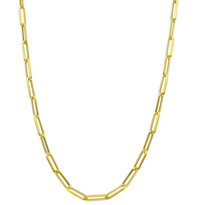 Chaîne en or jaune 18K style paperclip de 3 mm
