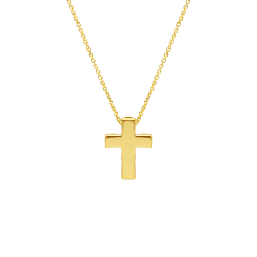18K yellow gold religious cross chain