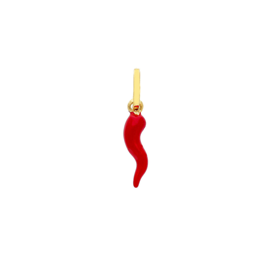 Pendentif piment en or jaune 18K petit avec revêtement rouge