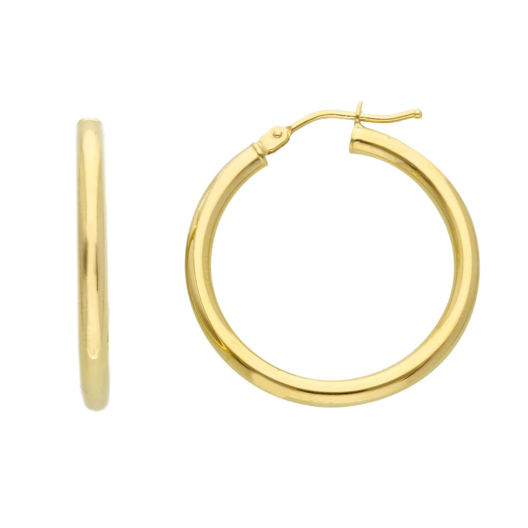 18K yellow gold hoop earrings, 20 mm in diameter