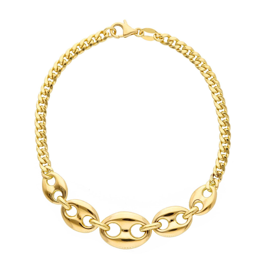 Bracelet en or jaune 18K style mixte