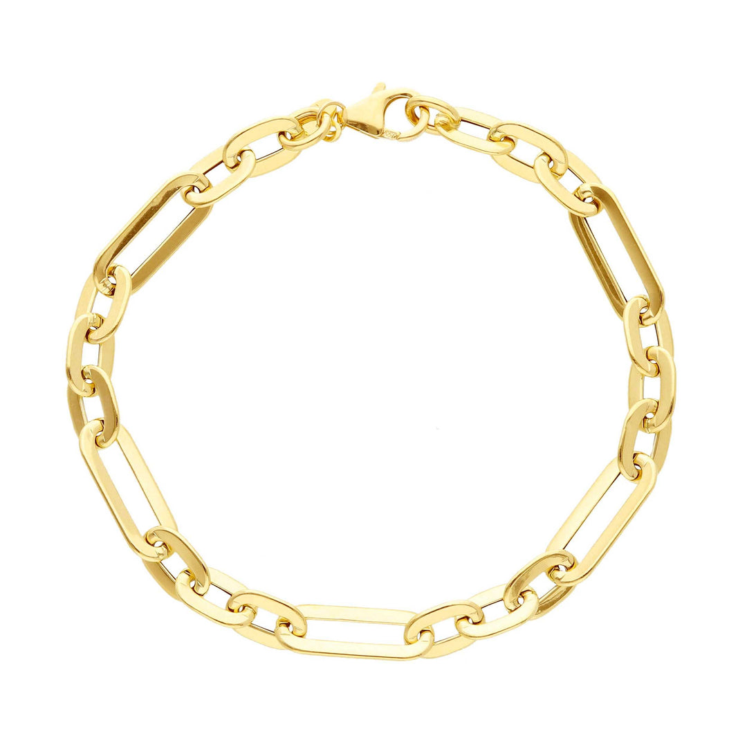 Bracelet en or jaune 18K style figaro de 6 mm