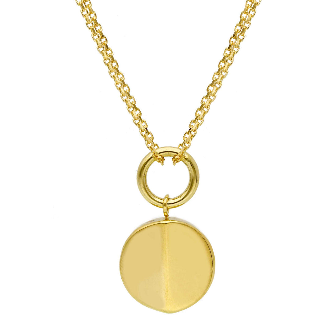 18K yellow gold double-chain pendant necklace