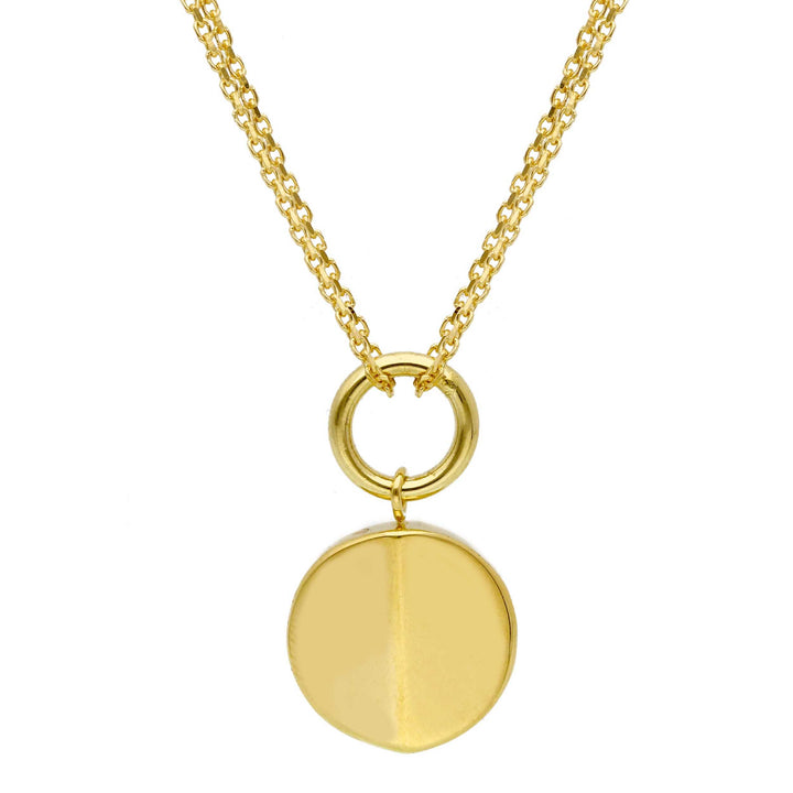 18K yellow gold double-chain pendant necklace