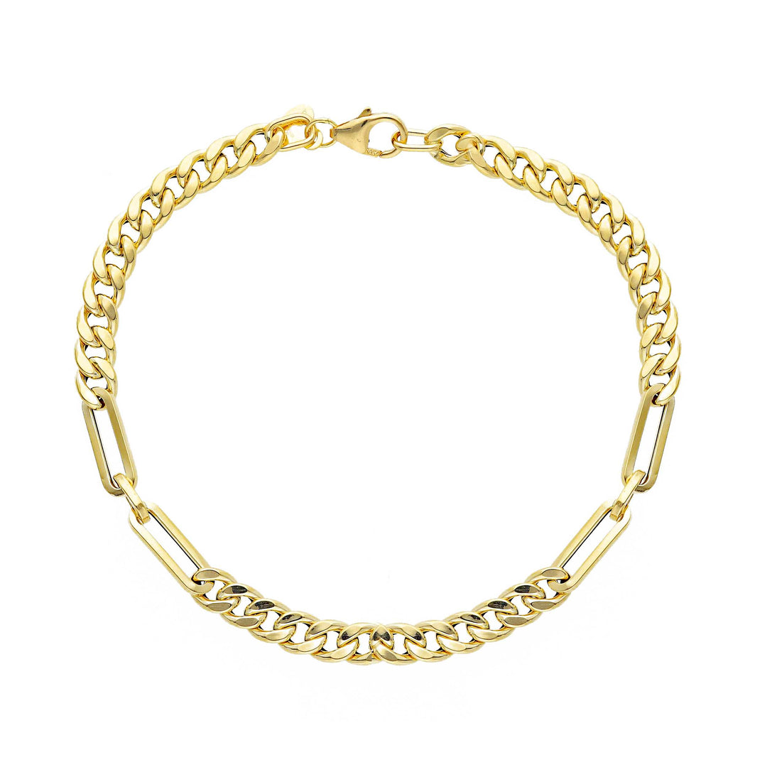 Bracelet en or jaune 18K style mixte de 4 mm