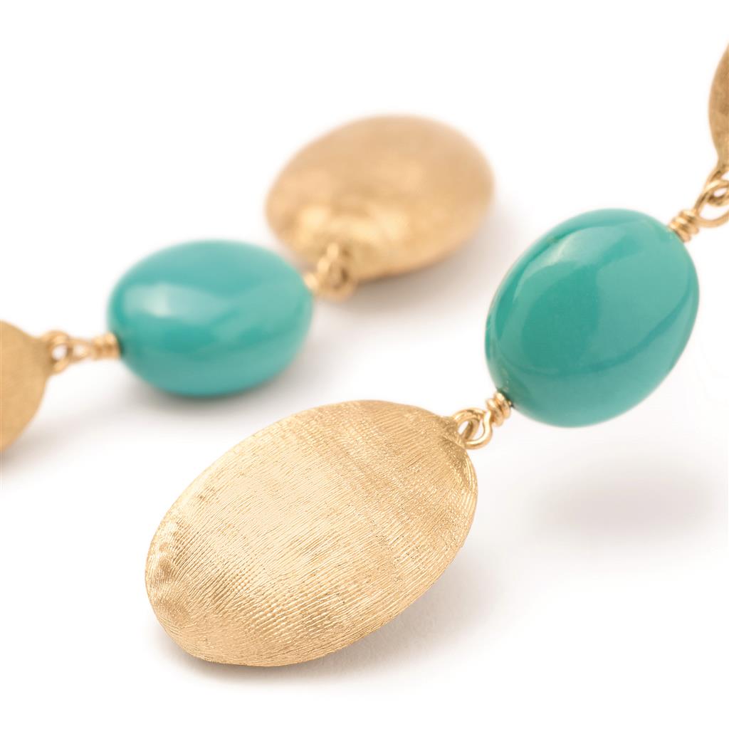 Boucles d’oreilles pendantes Marco Bicego Siviglia en or jaune 18k turquoise OB1857_TU01_Y_02