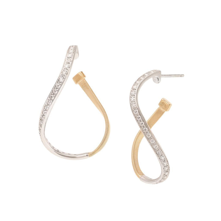 Boucles d'oreilles créoles torsadées Marco Bicego Marrakech en or jaune 18k diamants OG404_B_YW_M5
